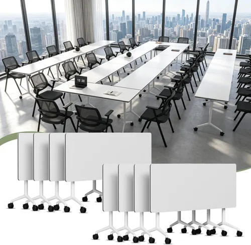 Vista 26 de Paquete de 4 mesas de conferencias plegables, mesa de entrenamiento modular Gris hierro profundo