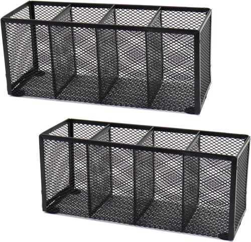 Vista 10 de 2 soportes para lápices de malla negra, pequeño organizador de escritorio de metal para escritorio, artículos de oficina, soporte de almacenamiento