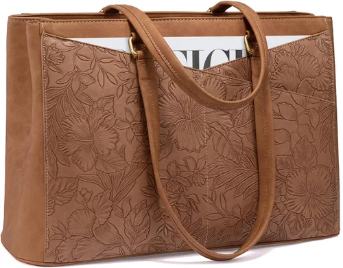 Vista 20 de LOVEVOOK Bolsa para Laptop para Mujeres, Bolsa de Mano para Laptop de 15.6 Pulgadas para Mujeres, Bolsas de Mano de Trabajo de Cuero Vintage
