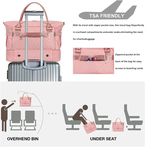 Vista 5 de Leathario Bolsa de viaje para mujeres y hombres, bolsa de lona deportiva, bolsa grande de gimnasio con compartimento para zapatos y bolsillo