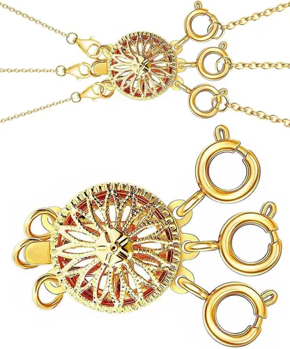 Vista 14 de Dailyacc Cierre de collar en capas para mujer, cierre de joyería deslizante de plata y oro de 14 quilates, conectores de pulsera