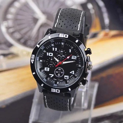 Vista 4 de GT Racer - Reloj deportivo para hombre, estilo militar, aviador, militar, de silicona, color negro