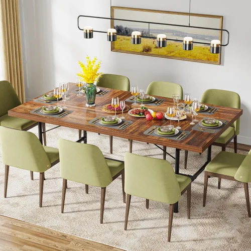 Vista 6 de Tribesigns Mesa de comedor para 6-8 personas, mesa de cocina rectangular de madera de 70.9 pulgadas con marco de metal de tubo, mesa de comedor