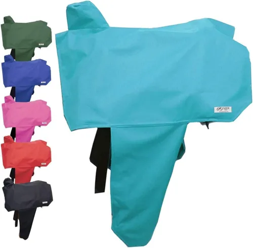 Vista 10 de Tahoe Funda de sillín impermeable de nailon resistente de alta calidad con seis correas elásticas de sujeción y fundas de estribo, se adapta a