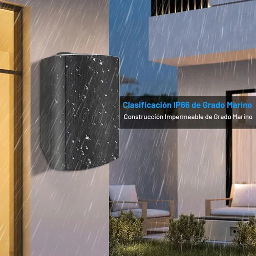Vista 3 de Herdio Altavoces para exteriores de 6.5 pulgadas con cable, impermeables, pasivos, altavoces de montaje en pared con 800 vatios de graves potentes