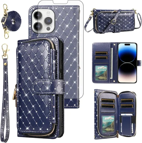 Vista 16 de Funda para teléfono iPhone 6 6S con cremallera y protector de pantalla con protector de pantalla, correa de cordón cruzado, ranura para iPhone 6 Six
