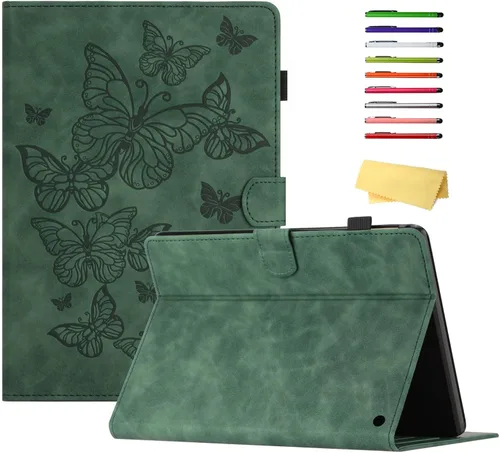 Vista 25 de Funda para tableta Amazon Kindle Fire HD 8 (8ª/7ª/6ª generación, 2018/2017/2016), con portalápices, bolsillo para tarjetas, imán de piel sintética