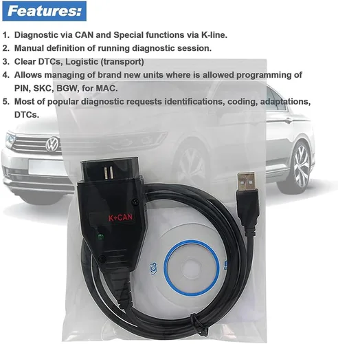 Vista 4 de OBD2 K+CAN Commander 1.4 Cable lector de código FTDI FT232RL chip OBDII herramienta de diagnóstico escáner para VAG para Audi para VW para Skoda