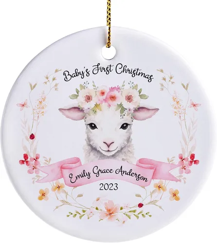 Vista 7 de Adorno personalizado para la primera Navidad del bebé 2023 para niña, adornos personalizados de la primera Navidad del bebé, regalos para bebé