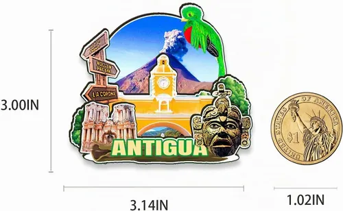 Vista 3 de Imán de madera para nevera de Guatemala Antigua Monumentos 3D de Viaje Coleccionables Recuerdos Decoración Hecho a Mano 2