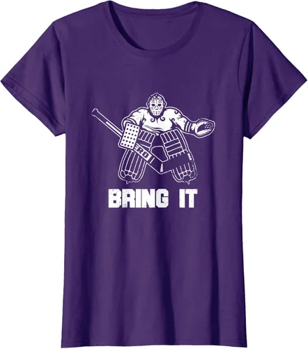 Vista 8 de Divertida camiseta gráfica de ropa de portero de hockey sobre hielo, Negro, S