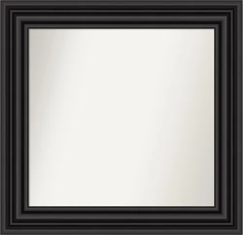 Vista 222 de Amanti Art Espejo personalizado, espejo de baño negro puente, espejo de pared o espejo de tocador de baño sobre el fregadero (26 x 26 pulgadas)