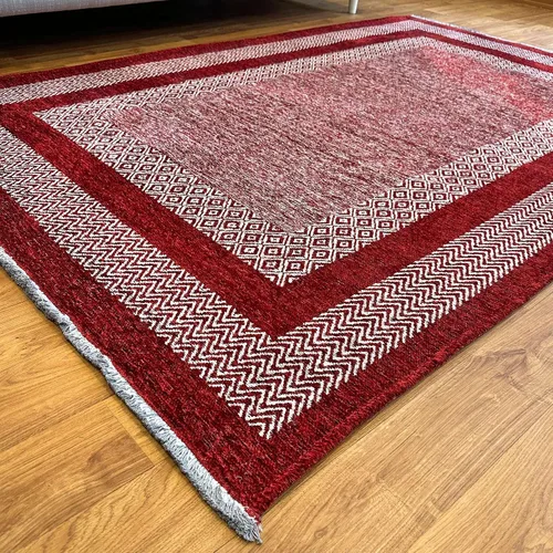 Vista 2 de Alfombra de algodón lavable de 4 x 6 pulgadas, color rojo burdeos, para sala de estar, dormitorio, cocina
