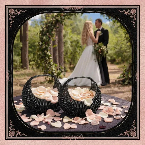 Vista 5 de Taiyin Paquete de 3 cestas de mimbre de mimbre de paja de media luna con asa, ideal para boda, niña, picnic, almacenamiento de jardín y decoración