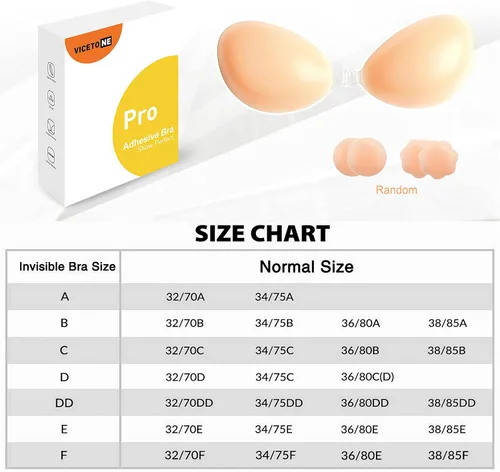 Vista 6 de VICETONE Adhesive Bra Strapless Sticky Invisible Push up Reusable Silicone Bra The Best Off Backless Viscous Bra for Women