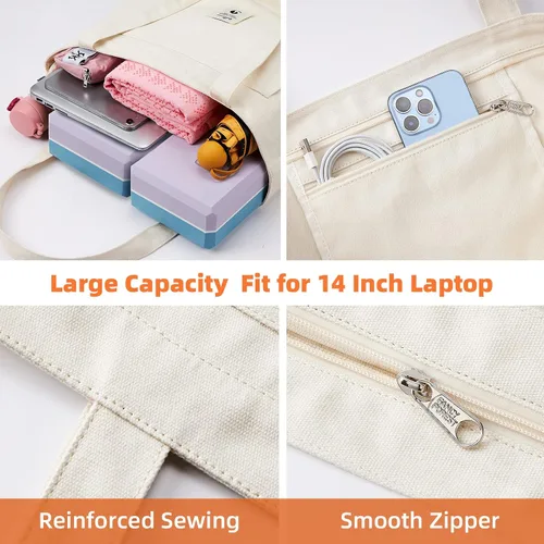 Vista 2 de Bolsas de yoga WLLWOO WLLWOO para mujeres con porta-mats de yoga, bolsa de lona para llevar, para pilates, para el hombro, para viajes, oficina