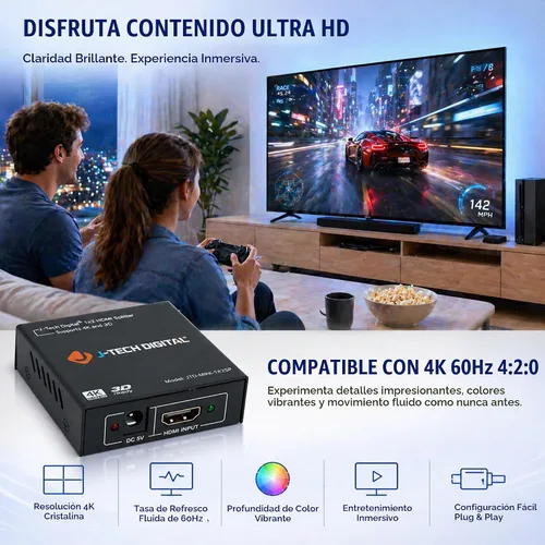 Vista 5 de J-Tech Digital, divisor de potencia, versión 1.3 certificado con Deep Color y HD Audio