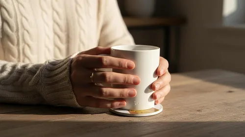 Vista 6 de Juego de 6 posavasos redondos absorbentes de piedra de cerámica lindos para bebidas de gato para tazas y tazas, mesa de café, escritorio de oficina