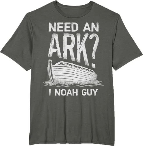 Vista 7 de Need an Ark I Noah Guy Funny Christian Men Women Pun Humour T-Shirt Negro