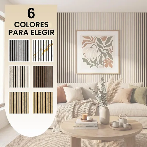 Vista 9 de Paquete de 2 paneles acústicos de listones de madera, paneles decorativos de pared absorbentes de sonido
