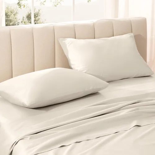 Vista 11 de Bare Home Juego de fundas de almohada de satén 100% algodón orgánico (estándar, blanco) 100% algodón orgánico, tejido de satén suave, cierre