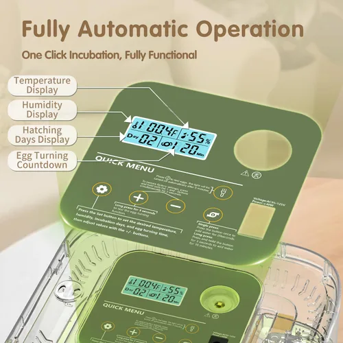 Vista 3 de HOWOOlUA - Incubadora de huevos para incubar huevos con giro automático, control de temperatura y humedad, incubadora de huevos integrada de gran