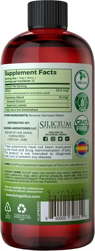 Vista 2 de Living Silica Potenciador de colágeno a base de plantas Potenciador de colágeno vegano Apoya la producción saludable de colágeno y elastina