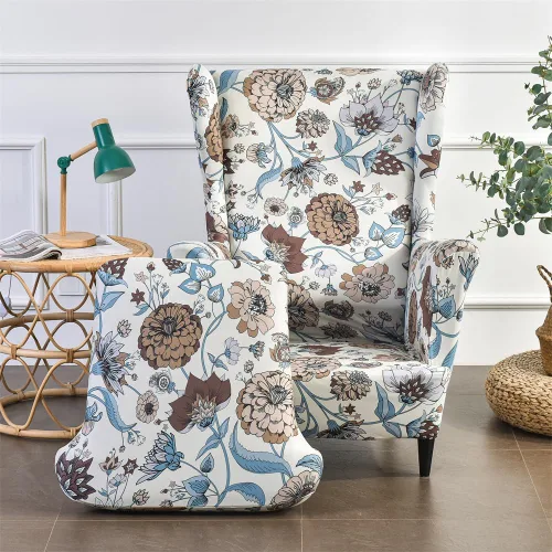 Vista 14 de Fundas para silla Wingback, 2 piezas, fundas elásticas elegantes para silla de ala con parte inferior elástica, protector de muebles para Hojas