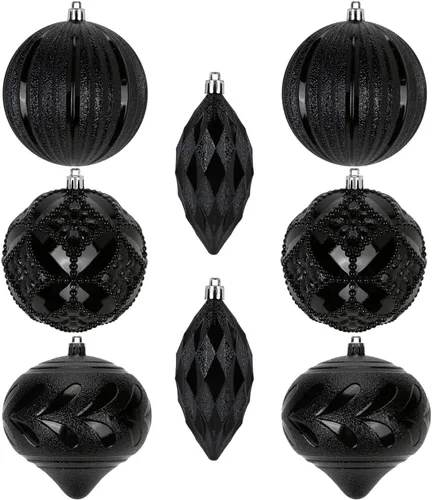 Vista 43 de 30 piezas de adornos de bola de árbol de Navidad irrompibles negros para decoración navideña