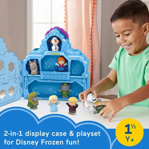 Vista 2 de Fisher-Price Little People - Juego de juguetes para niños pequeños Disney Frozen con castillo portátil, estuche de juego con figuras para juego