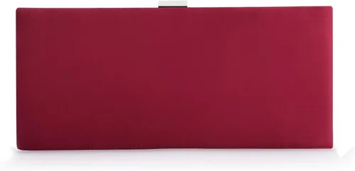 Vista 4 de Bolso de mano plisado de satén para boda con broche de diamantes de imitación, color borgoña, 10.4 pulgadas de ancho x 4.9 pulgadas de alto x 2.2
