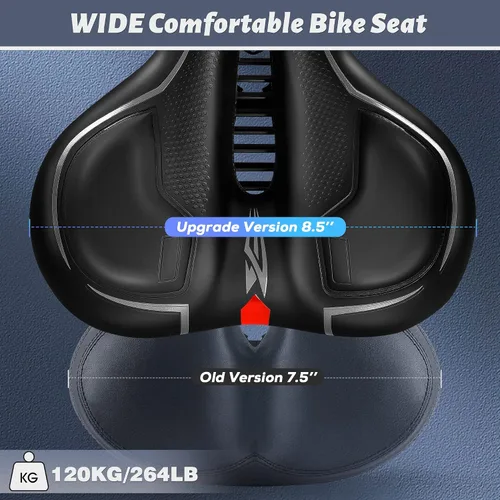 Vista 4 de IPOW Asiento de bicicleta cómodo para mujeres u hombres, repuesto de silla de bicicleta acolchado suave de espuma viscoelástica de alta densidad