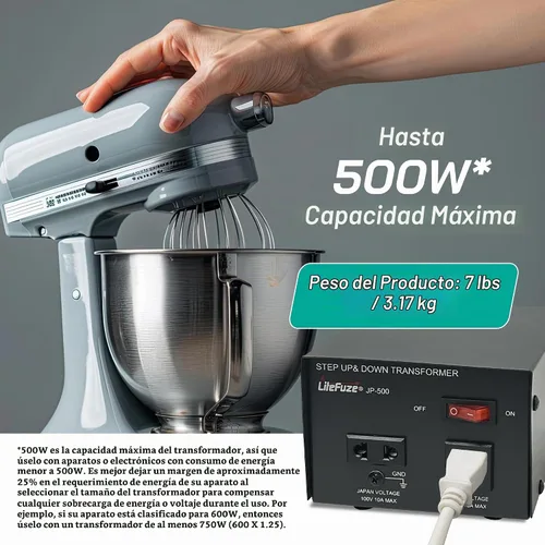 Vista 7 de LiteFuze Convertidor de Voltaje Transformador de 500W para Japón – Elevador/Reductor 100V a 120V / 120V a 100V – Convertidor de Energía de Servicio