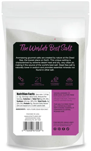 Vista 9 de Aromasong Sal marina 100% natural de grado alimenticio a granel de 19 libras, grano grueso, bolsa resellable grande, pura sin gluten, sal del mar