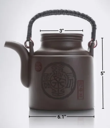 Vista 2 de Yixing Zisha - Olla de té de arena morada de arcilla morada, tetera Zi Sha, 5 pulgadas de alto