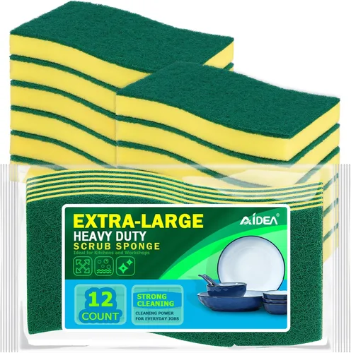 Vista 13 de AIDEA Esponjas de cocina, paquete de 24 esponjas de platos resistentes, esponja de limpieza para el hogar y la cocina, suministros de limpieza sin