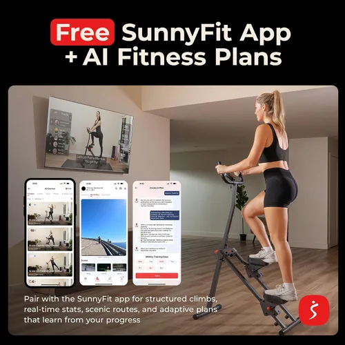Vista 3 de Sunny Health & Fitness Stair Stepper & Climber Exercise Equipment for Home Workout, Compact Cardio Training Machine