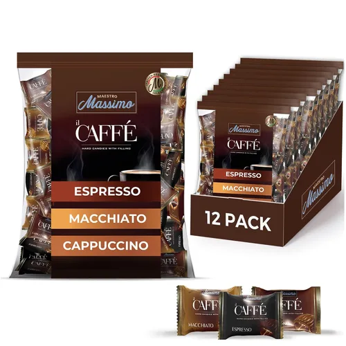 Vista 12 de Maestro Massimo IL Caffè Best Coffee Candy Envuelto individualmente, surtido con relleno - Macchiato, espresso, capuchino