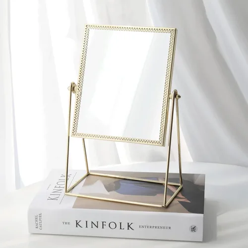 Vista 3 de Espejo de maquillaje espejo cosmético de una sola cara Espejo rectangular de belleza espejo de maquillaje hecho a mano para tocador mesa escritorio