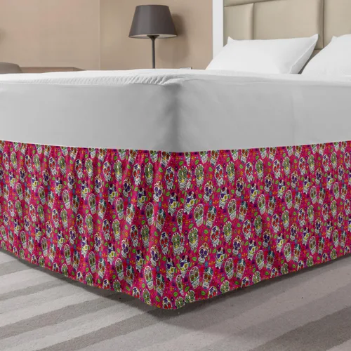 Vista 10 de Lunarable Falda de cama elástica de trébol, tréboles de cultura irlandesa con temática del día de San Patricio, 4 hojas, falda de cama de tela