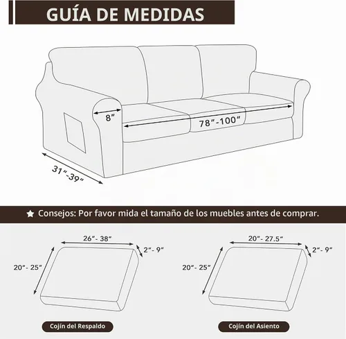 Vista 4 de Easy-Going Funda elástica para sofá de 7 piezas, XL, color negro