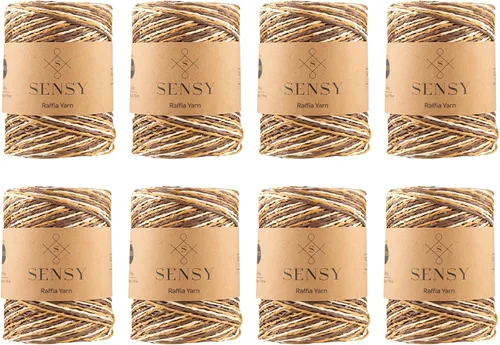 Vista 13 de Sensy Premium - Hilo de rafia multicolor (185 yardas, 100% papel, 400)