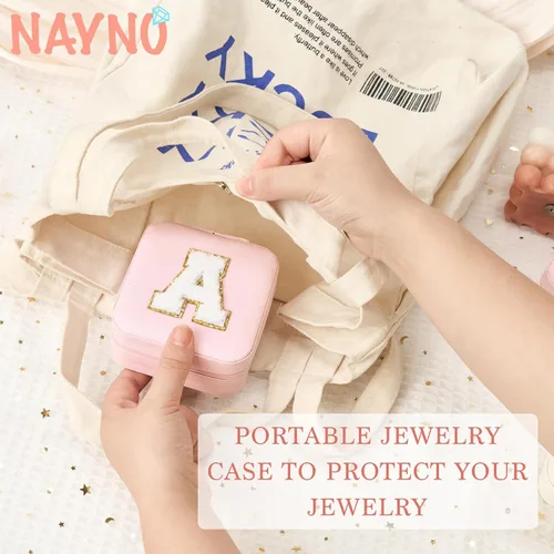 Vista 5 de Nayno Joyero para joyería, pequeño joyero de viaje, organizador de joyas, accesorios esenciales para mujeres, joyero blanco personalizado para mamá