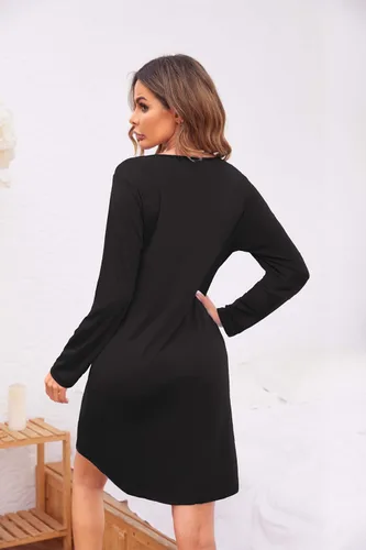 Vista 5 de Ekouaer Camisón o pijama de manga larga con cuello en V y botones para mujer