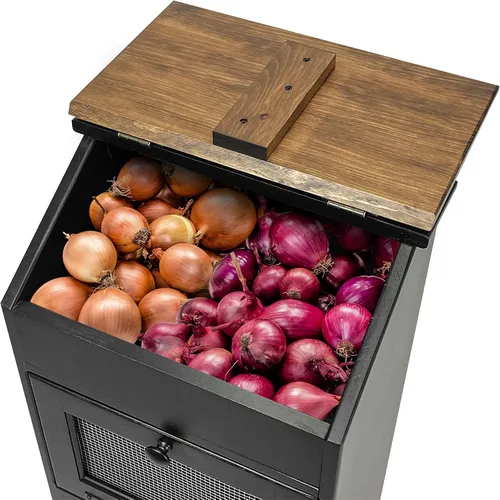 Vista 2 de Peaceful Classics Caja de Madera para Almacenamiento de Papas, Contenedores de Pan de Madera, Contenedor Decorativo y para Cebollas, Contenedor