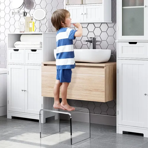 Vista 7 de uyoyous Banco de ducha y taburete de acrílico de 13 pulgadas, capacidad de 250 libras, asiento de baño impermeable, taburete de plástico