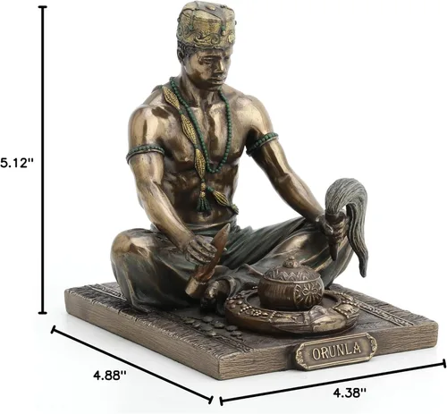 Vista 8 de Veronese Design - Estatua de dios africanos de 5 1/8 pulgadas de alto Orunla el Orisha de la Sabiduría, destino y profecía, acabado de bronce antiguo