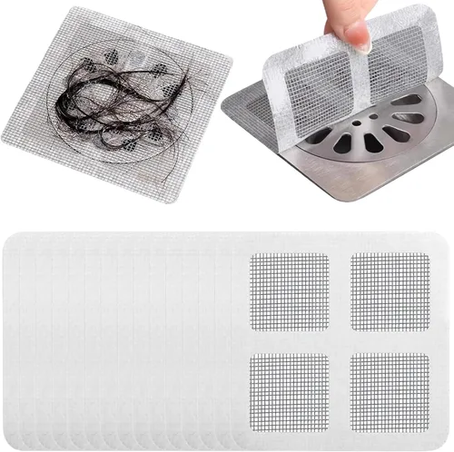 Vista 6 de 50 calcomanías desechables para drenaje de cabello, cubiertas de drenaje cuadradas de 4 x 4, autoadhesivas, multiusos, de PVC, para ducha, bañera