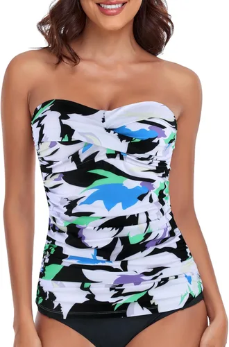 Vista 12 de RELLECIGA Top tankini con control de abdomen para mujer Negro