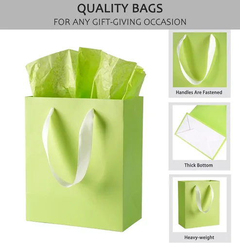Vista 3 de Nihuecne Paquete de 8 bolsas de regalo coloridas de varios tamaños con papel de seda para cumpleaños, baby showers, Pascua y más